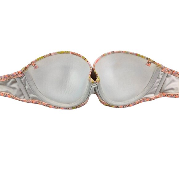 Victoria's Secret Bikini Top Strapless Underwire Molded  Pink Print  34C - Picture 5 of 11